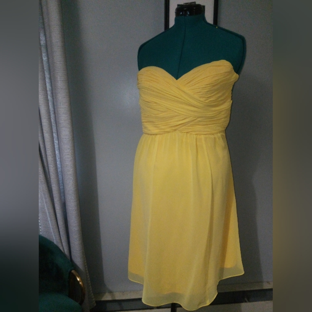 Ralph Lauren Buttery Yellow Evening Strapless Chiffon Dress, Sz 8 NWT